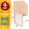 6" x 6" Unfinished Cradled Wood Panels for Painting, Gallery 1-1/2" Deep (4 Pack) - Artist Depth Wooden Wall Canvases - Mixed-Media Craft, Acrylic, Oil, Encaustic, Paint Pouring